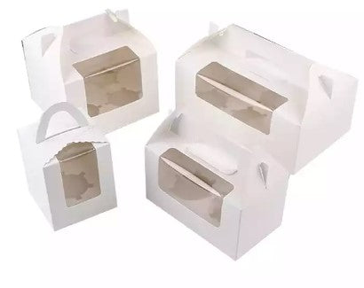 CDS- 6 Cupcake Box with Handle White 50pk