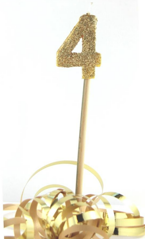 Glitter Gold #0 - 9 on spike Candle