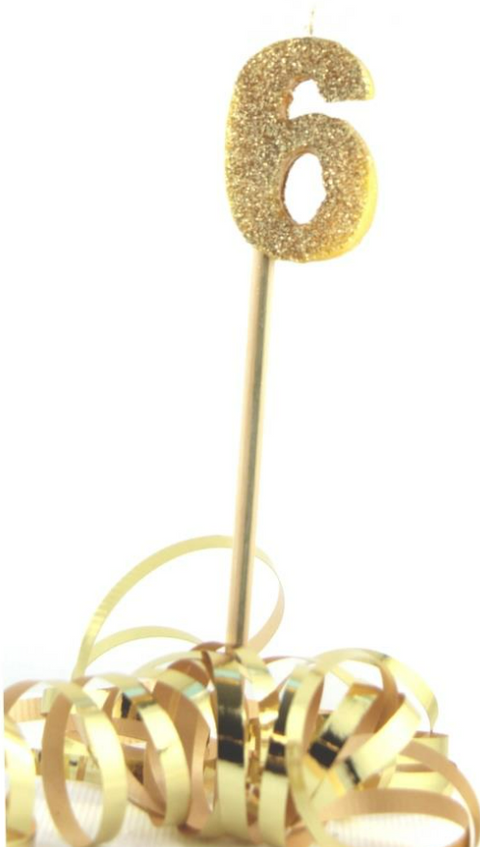 Glitter Gold #0 - 9 on spike Candle