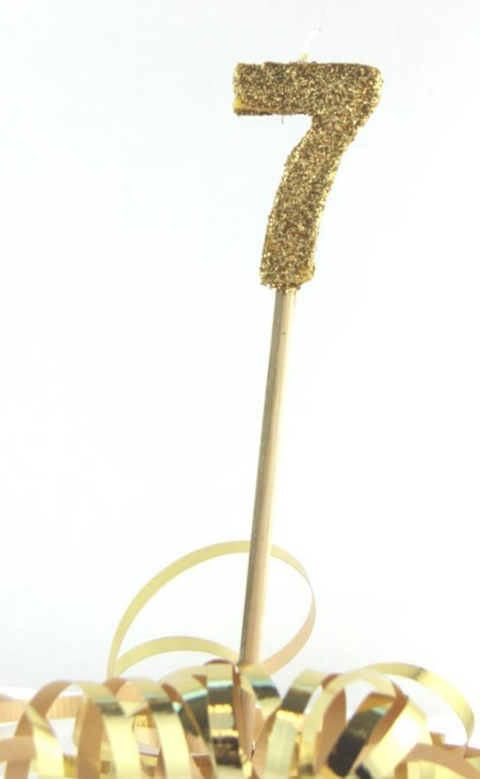 Glitter Gold #0 - 9 on spike Candle