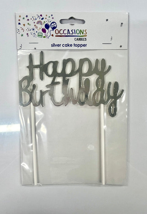 Happy Birthday Topper Silver Card