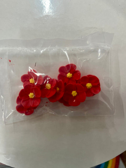 Sugar Topper - Red Blossom Flower 10pk 20mm