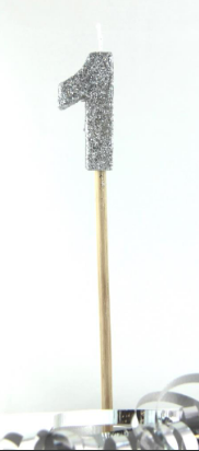 Glitter Silver #0 - 9 on Spike Candle