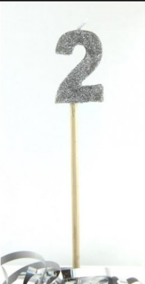 Glitter Silver #0 - 9 on Spike Candle