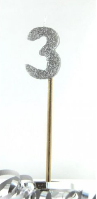 Glitter Silver #0 - 9 on Spike Candle