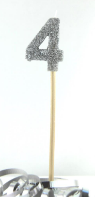 Glitter Silver #0 - 9 on Spike Candle