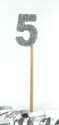 Glitter Silver #0 - 9 on Spike Candle