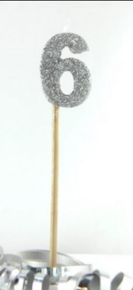 Glitter Silver #0 - 9 on Spike Candle