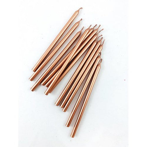 12cm Tall Cake Candles Rose Gold 12 Pack - Toppers - Candle | Cake Deco Supplies