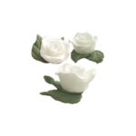 White Rose with 2 leaves 4 pack