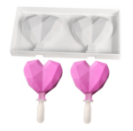 Silicon Geometric Heart 2 Cavity Popsicle