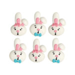 Easter Bunny Head Sugar Toppers 6 Pack