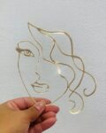 Acrylic Topper – Wavy Hair Lady Face Cake Fropper Gold