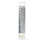Cake & Candle: Spiral Candles Silver 12 Pack