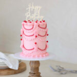 Cake & Candle Acrylic Cake Topper - Happy Birthday Pink Opaque/Pink