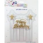 Happy Birthday & Star Candle Gold